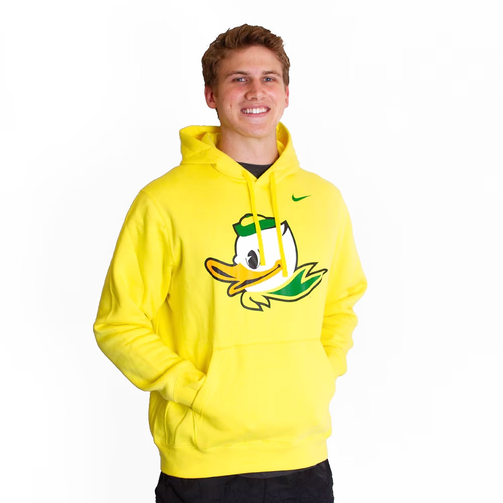 Yellow Nike Club Cotton Large Fighting Duck Hoodie